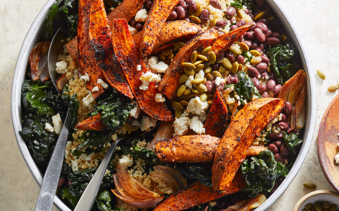 Massaged Kale Salad with Roasted Sweet Potato & Black Beans